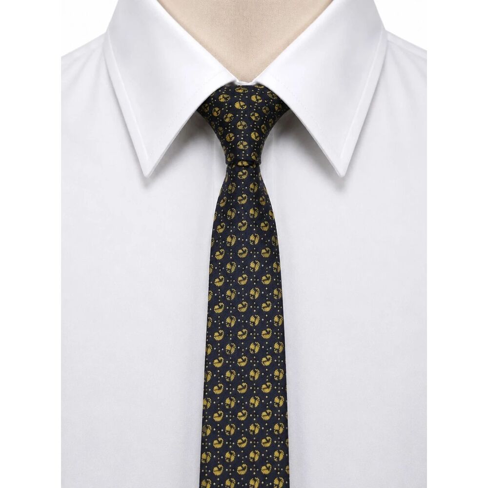 Vintage Silk Blend Thin Tie Necktie H&L Men's Wear by Damon Black and Gold